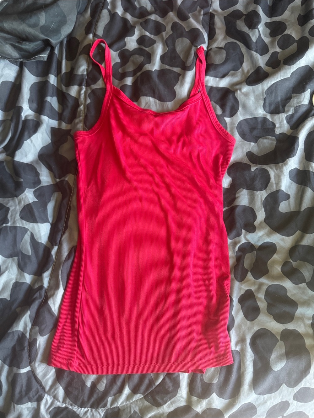 Women's Bright Pink Ribbed Tank Top - Classic Spaghetti Strap